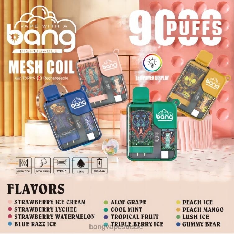 Bang Vape Box BC9000 prérempli 16 ml jetable Vape With A Bang Disposable P242D6