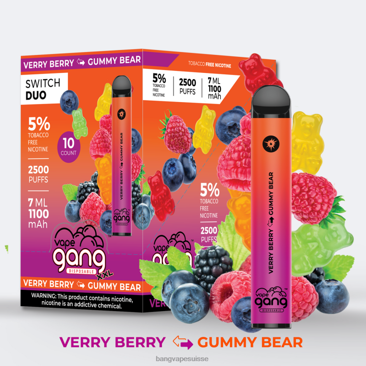 Vape Gang Switch Duo 2 saveurs (boîte de 10) aloe fraise - fraise mangue Bang Xxl Disposable Vape Review P242D38