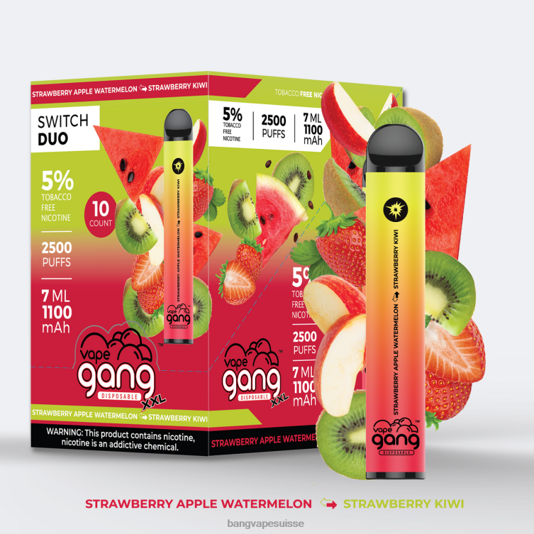 Vape Gang Switch Duo 2 saveurs (boîte de 10) fraise pomme pastèque - fraise kiwi Vape Gang Zurich P242D45