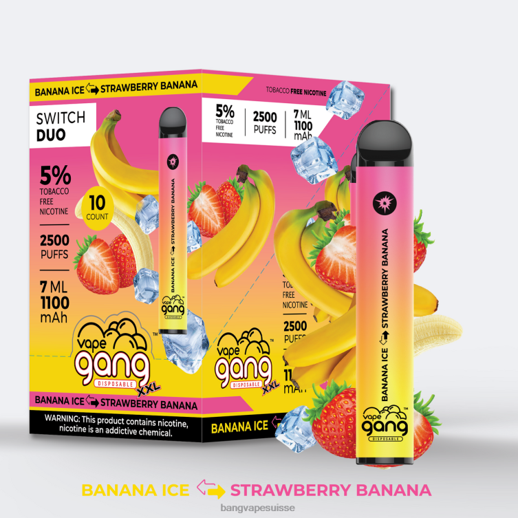 Vape Gang Switch Duo 2 saveurs (boîte de 10) glace à la banane - banane fraise Vape Gang Disposables Xl P242D40