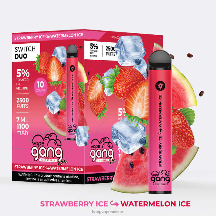 Vape Gang Switch Duo 2 saveurs (boîte de 10) glace à la fraise - glace à la pastèque Bang Vape Shop P242D47