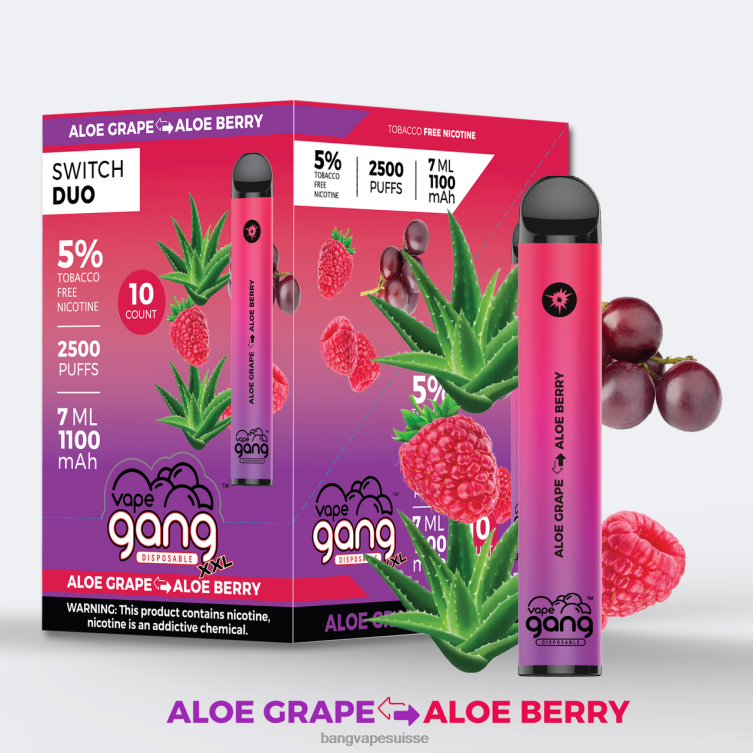 Vape Gang Switch Duo 2 saveurs (boîte de 10) pomme rouge - pomme verte Vape With A Bang Disposable P242D46