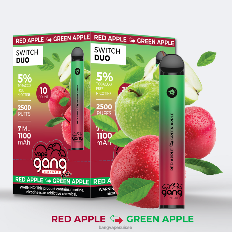 Vape Gang Switch Duo 2 saveurs (boîte de 10) raisin d\'aloès - baie d\'aloès Bang Box Vape Review P242D39