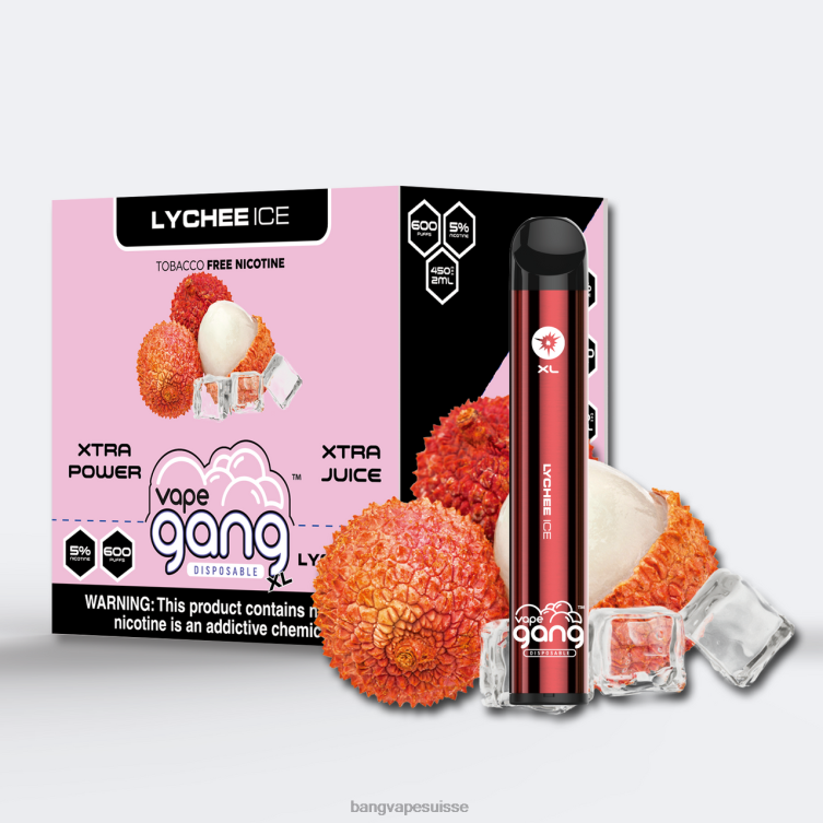 Vape Gang XL vapes jetables 600 bouffées (boîte de 10) glace au litchi Vape Gang Disposables P242D75