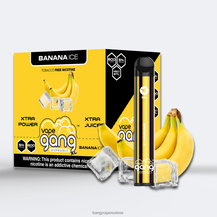 Vape Gang XL vapes jetables 600 bouffées (boîte de 10) glace à la banane Vape Gang Suisse P242D63