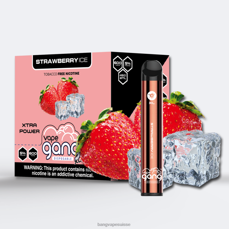 Vape Gang XL vapes jetables 600 bouffées (boîte de 10) glace à la fraise Vape With A Bang Disposable P242D78