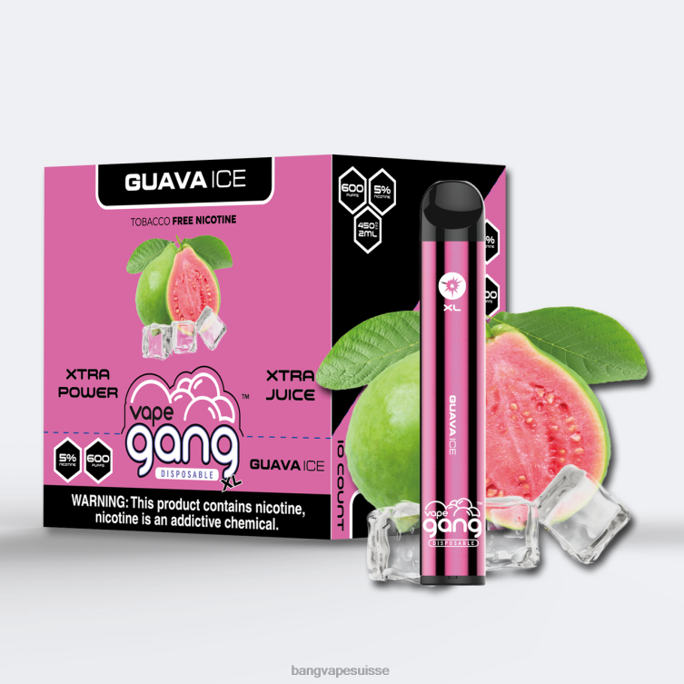 Vape Gang XL vapes jetables 600 bouffées (boîte de 10) glace à la goyave Vape Gang Disposables Xl P242D72