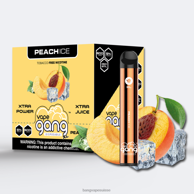 Vape Gang XL vapes jetables 600 bouffées (boîte de 10) glace à la pêche Vape Gang Zurich P242D77